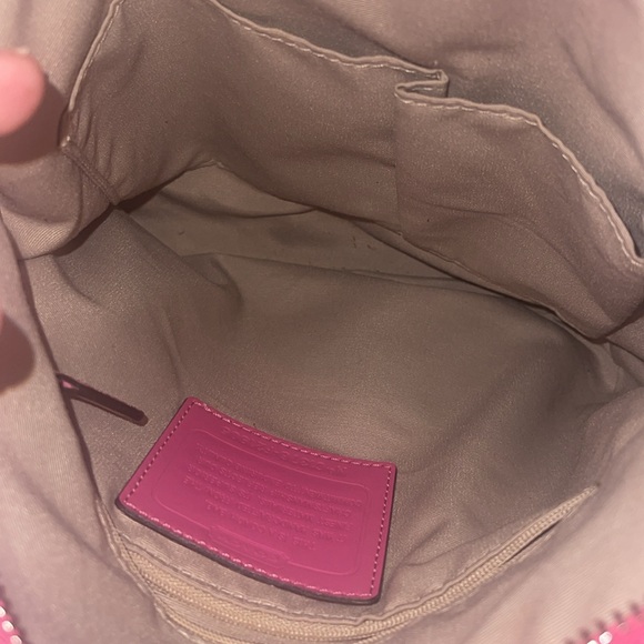 Coach Signature Crossbody Purse Messenger Bag Shoulder TanPink. - Picture 5 of 6